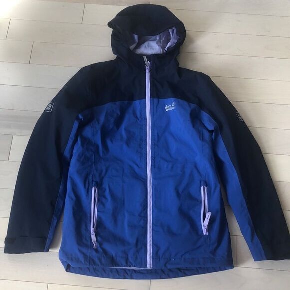Jack Wolfskin Kids Reversible 3in1 Microguard Ecosphere Hoodie Jacket Blue Size - Picture 1 of 8